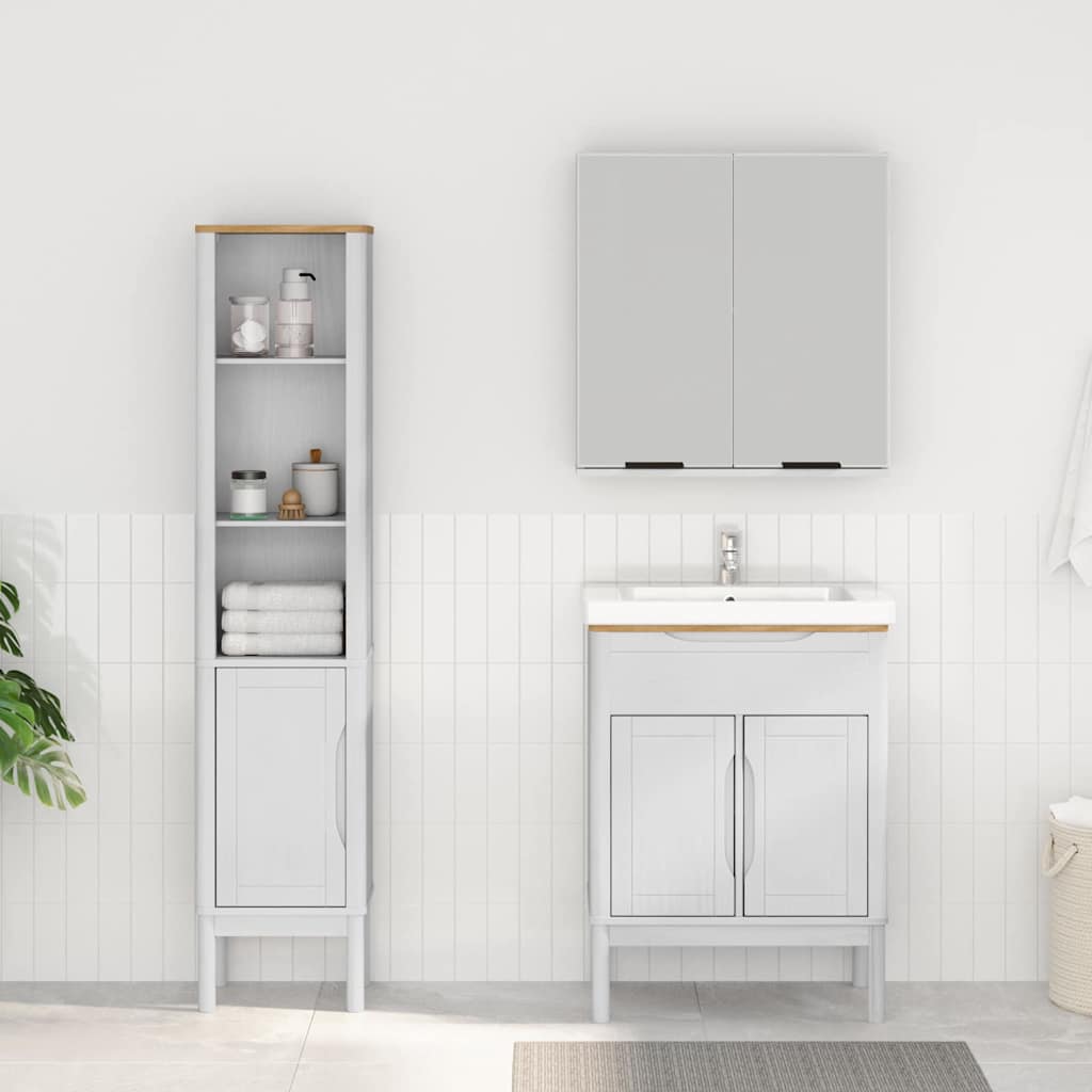 Set di mobili per il bagno con lo scaffale FLORO 2 pcs Bianco | homemem39