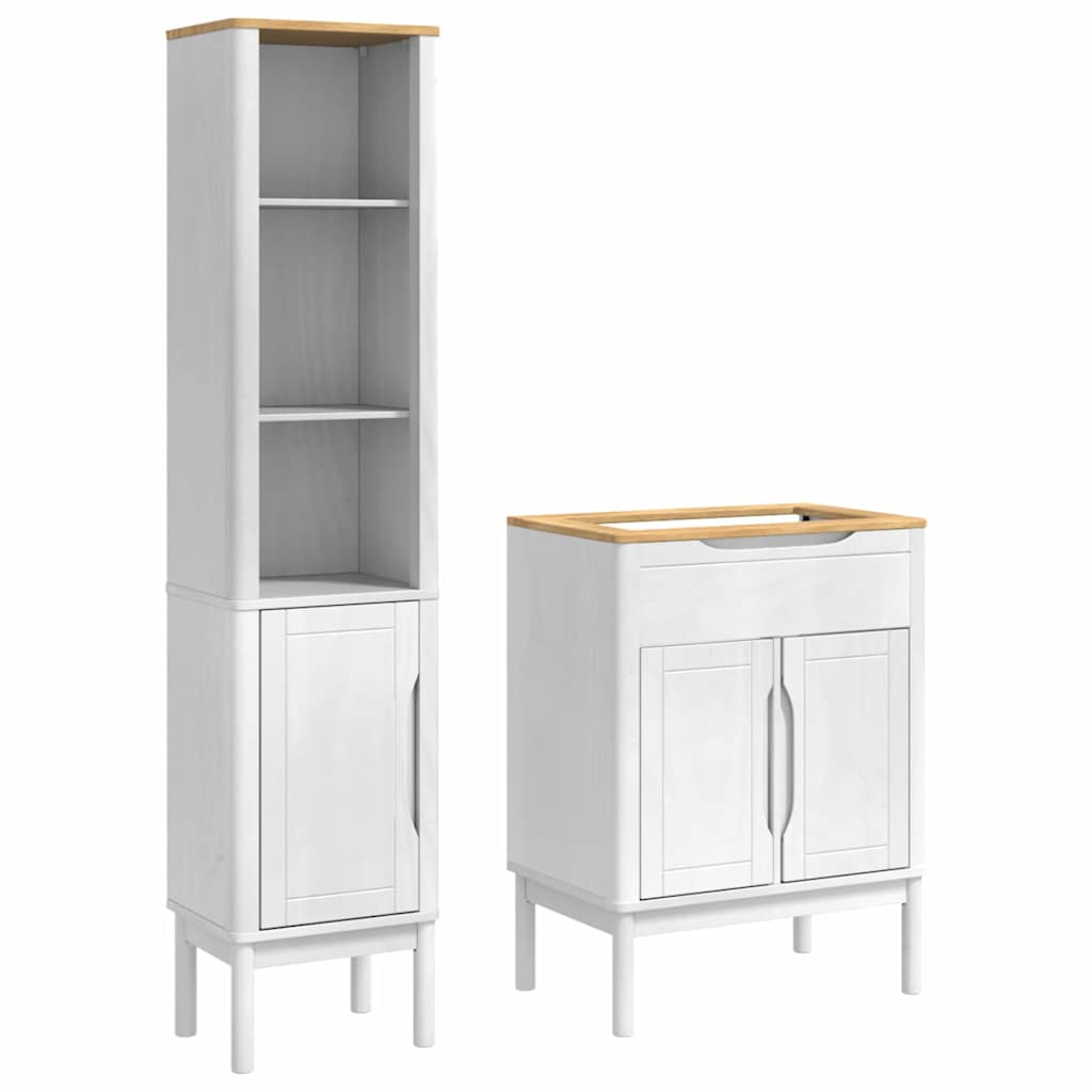 Set di mobili per il bagno con lo scaffale FLORO 2 pcs Bianco | homemem39