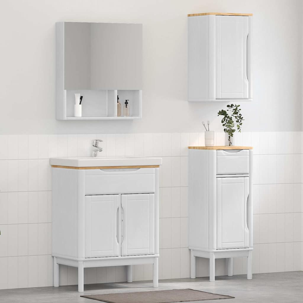 Set di mobili per il bagno con cassetto FLORO 3 pcs Bianco | homemem39
