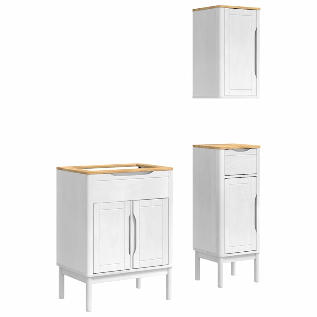 Set di mobili per il bagno con cassetto FLORO 3 pcs Bianco | homemem39