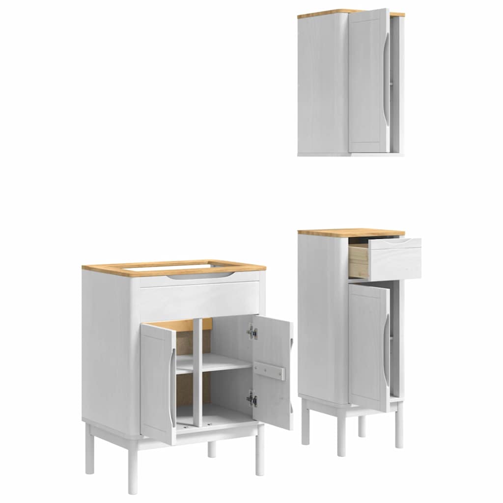 Set di mobili per il bagno con cassetto FLORO 3 pcs Bianco | homemem39