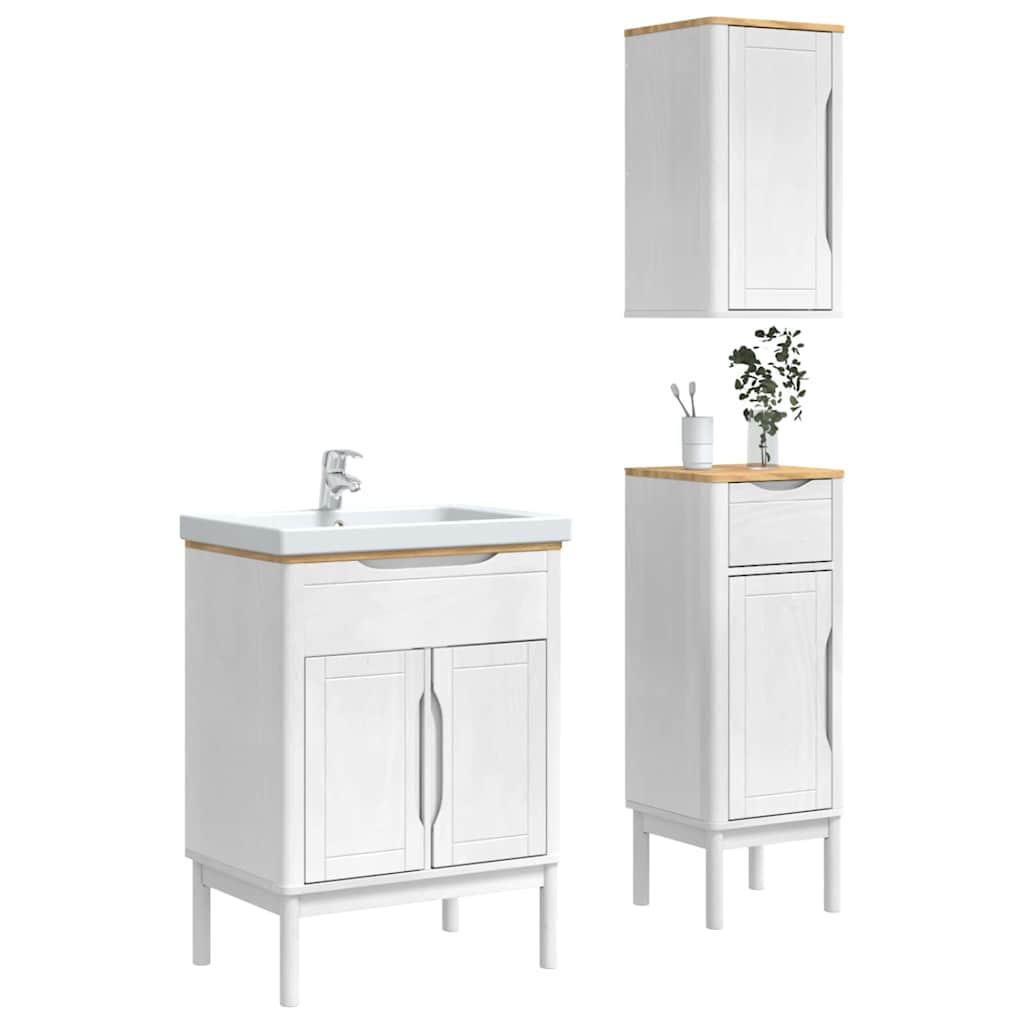 Set di mobili per il bagno con cassetto FLORO 3 pcs Bianco | homemem39
