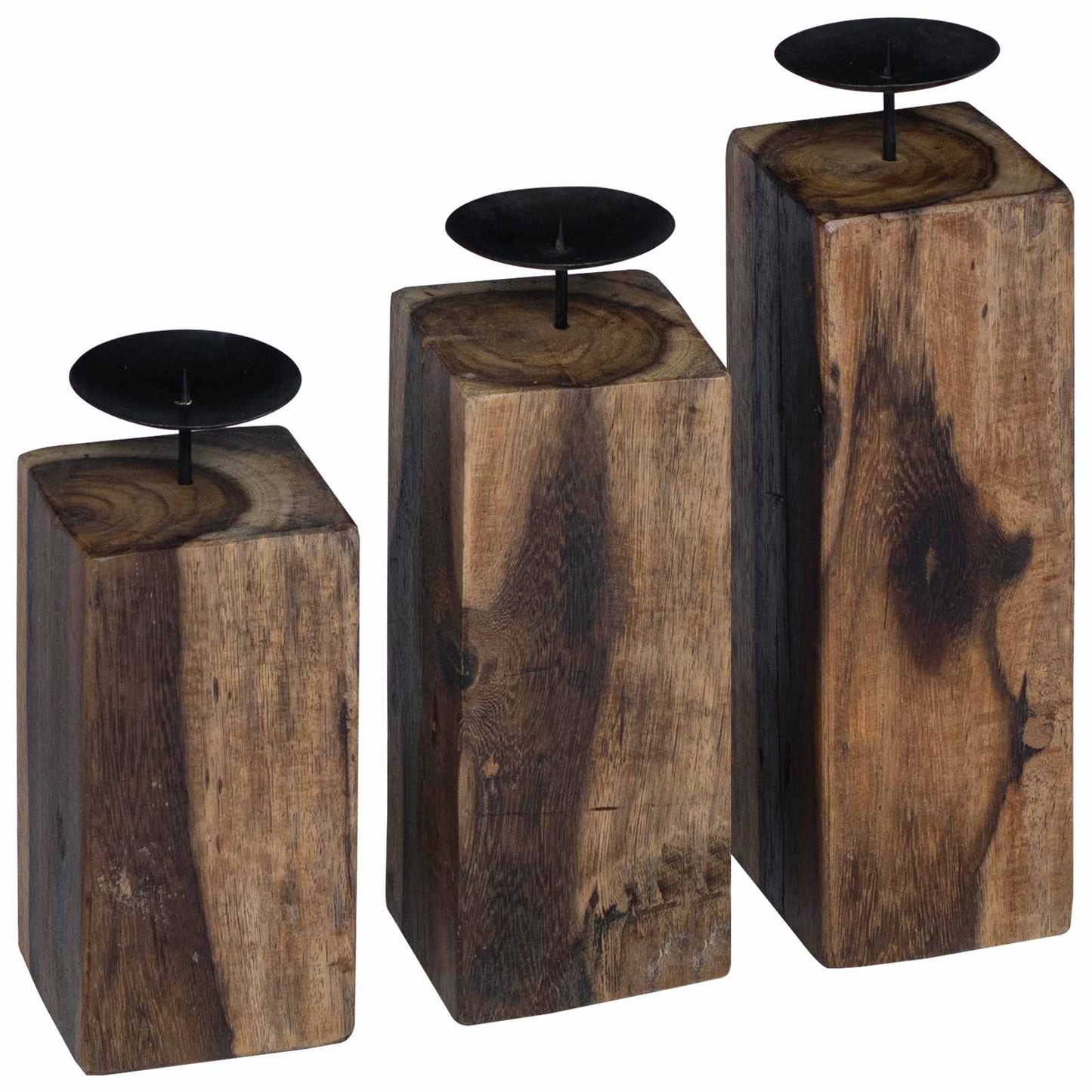 Candelabro 3 pcs Naturale Legno massello di recupero