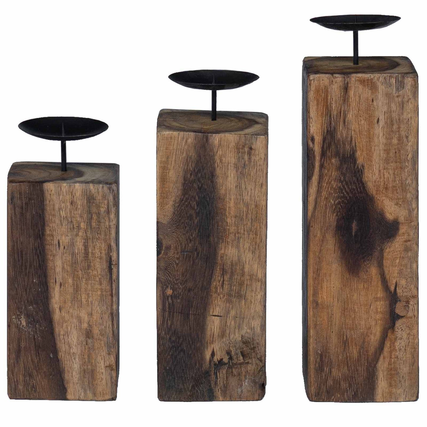 Candelabro 3 pcs Naturale Legno massello di recupero