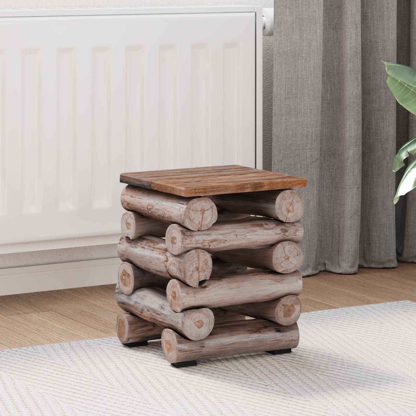 Pouf Naturale 30 x 30 x 38 cm Legno di teak solido