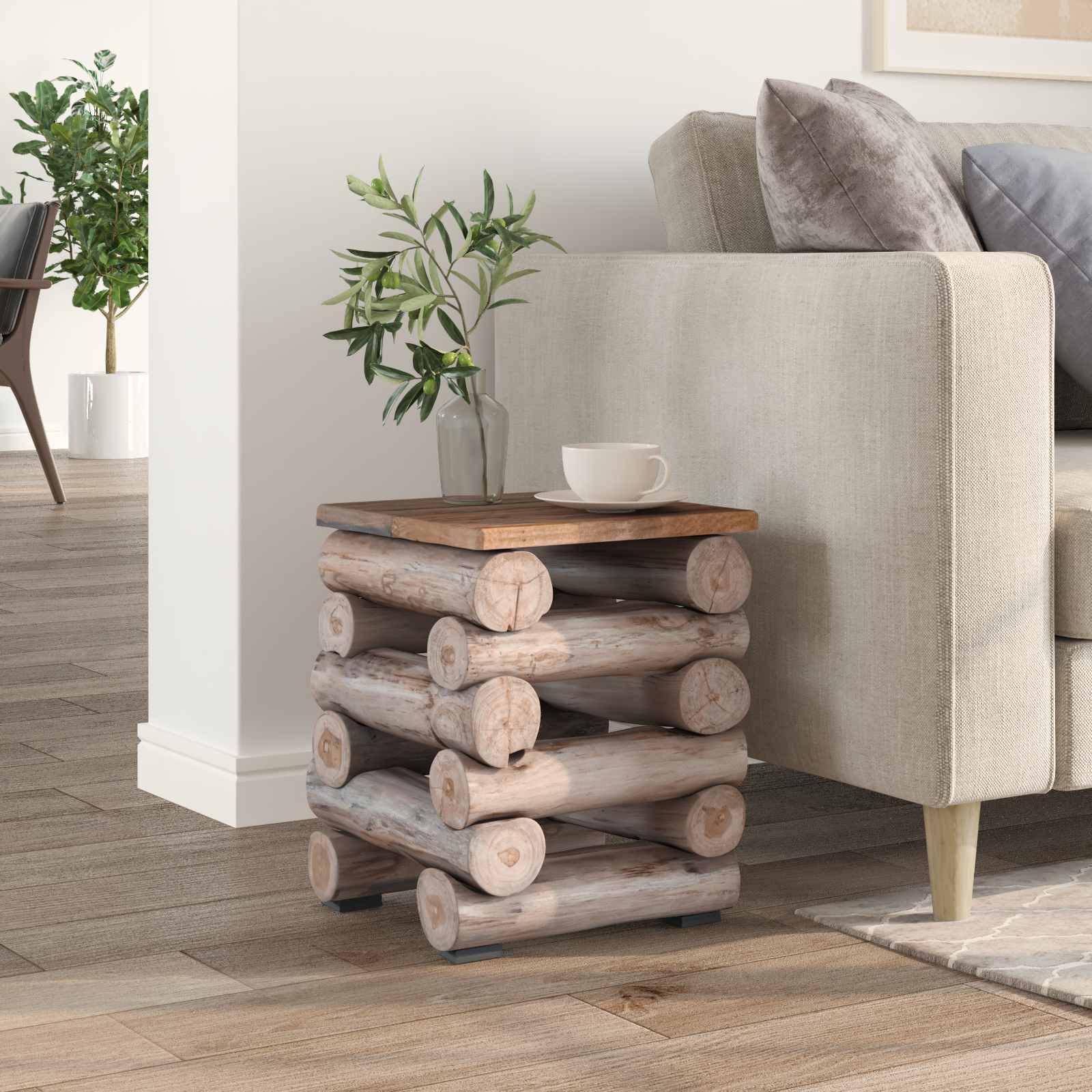 Pouf Naturale 30 x 30 x 38 cm Legno di teak solido | homemem39
