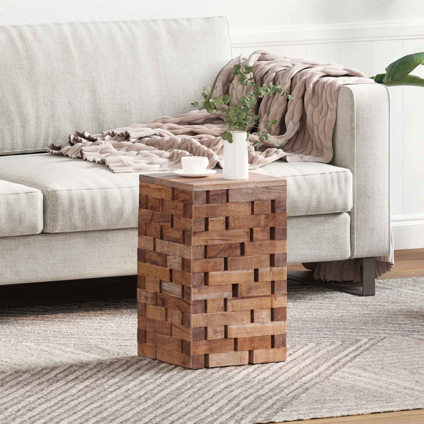 Pouf Naturale 29 x 29 x 48 cm Legno massello di recupero