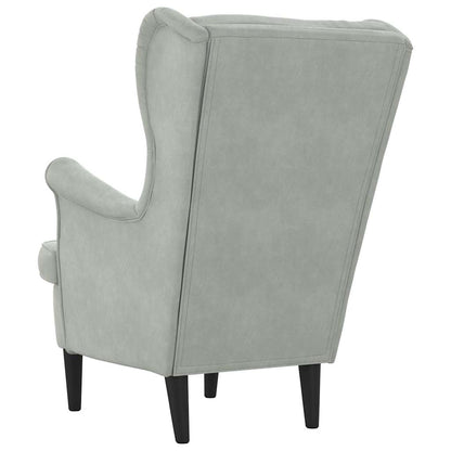 Poltrona Grigio chiaro 71 x 92 x 91 cm Velluto - homemem39