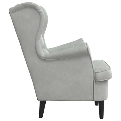 Poltrona Grigio chiaro 71 x 92 x 91 cm Velluto - homemem39