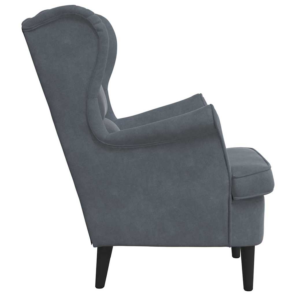 Poltrona Grigio scuro 71 x 92 x 91 cm Velluto - homemem39