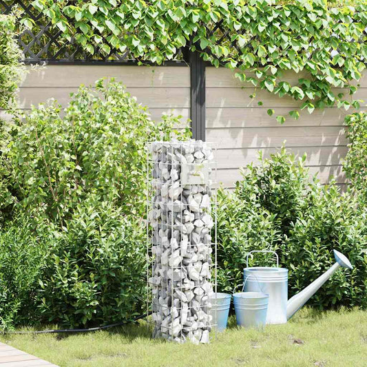 Colonna Gabion Argento 25 x 25 x 100 cm Acciaio inossidabile - homemem39