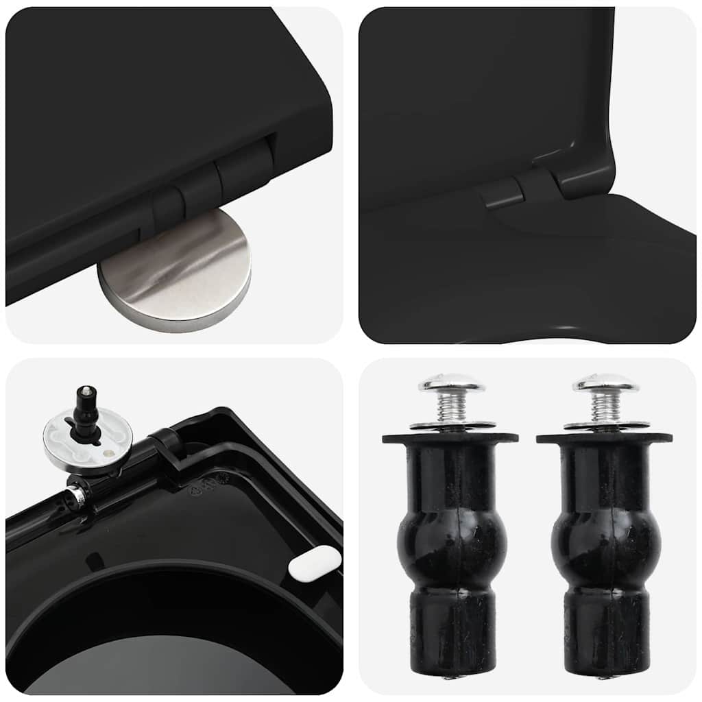 Sedile del WC Regolabile Nero 48 x 36,5 x 4,5 cm Polipropilene | homemem39