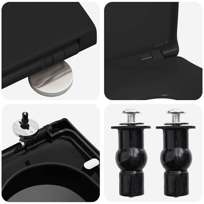 Sedile del WC Regolabile Nero 48 x 36,5 x 4,5 cm Polipropilene | homemem39