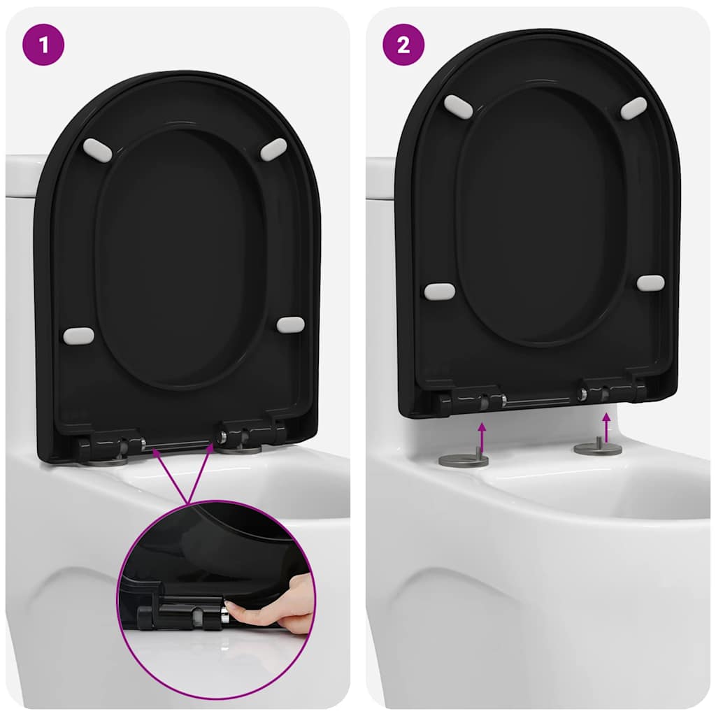 Sedile del WC Regolabile Nero 48 x 36,5 x 4,5 cm Polipropilene | homemem39
