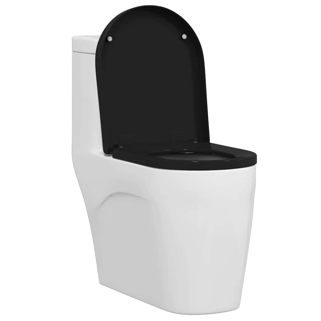 Sedile del WC Regolabile Nero 48 x 36,5 x 4,5 cm Polipropilene | homemem39