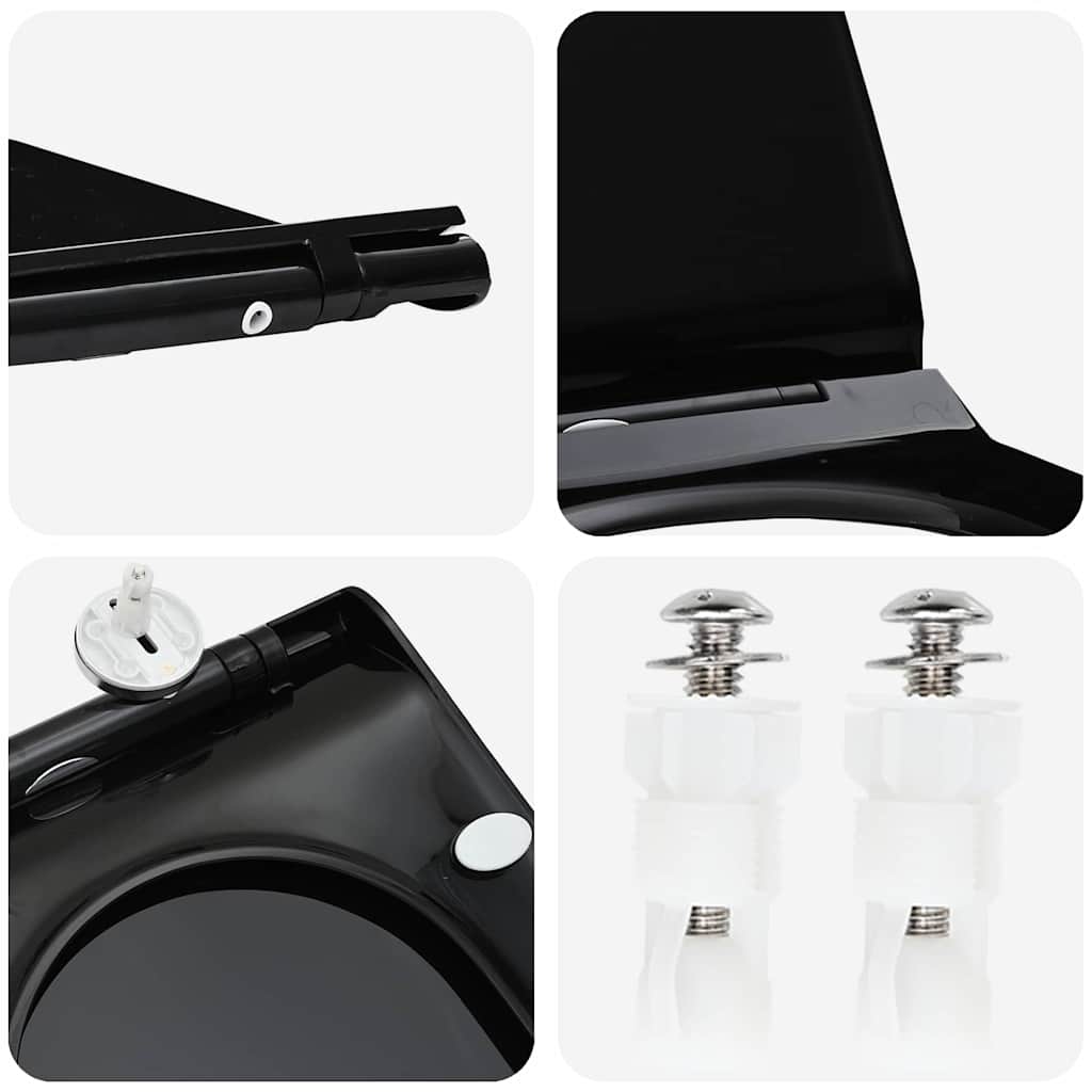 Sedile del WC Regolabile Nero 50 x 36,5 x 5 cm Polipropilene | homemem39