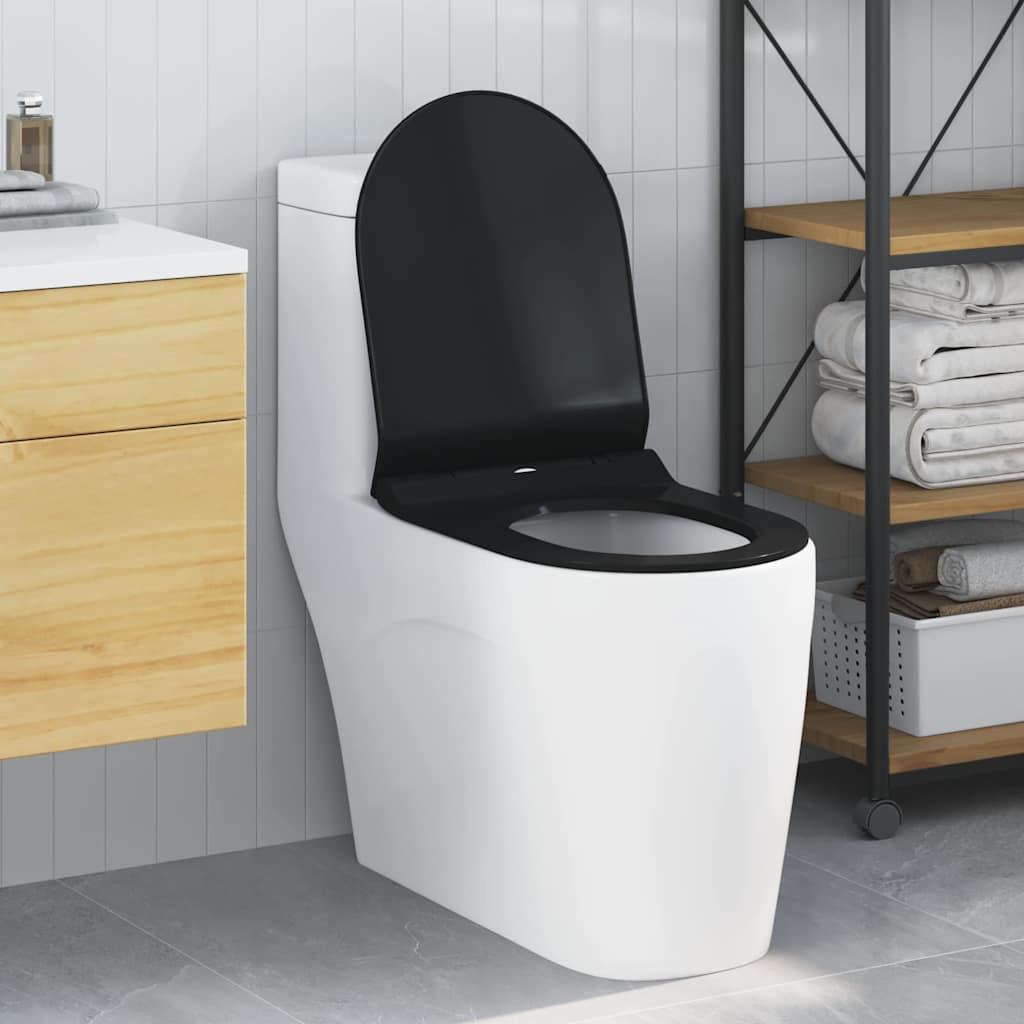 Sedile del WC Regolabile Nero 50 x 36,5 x 5 cm Polipropilene | homemem39