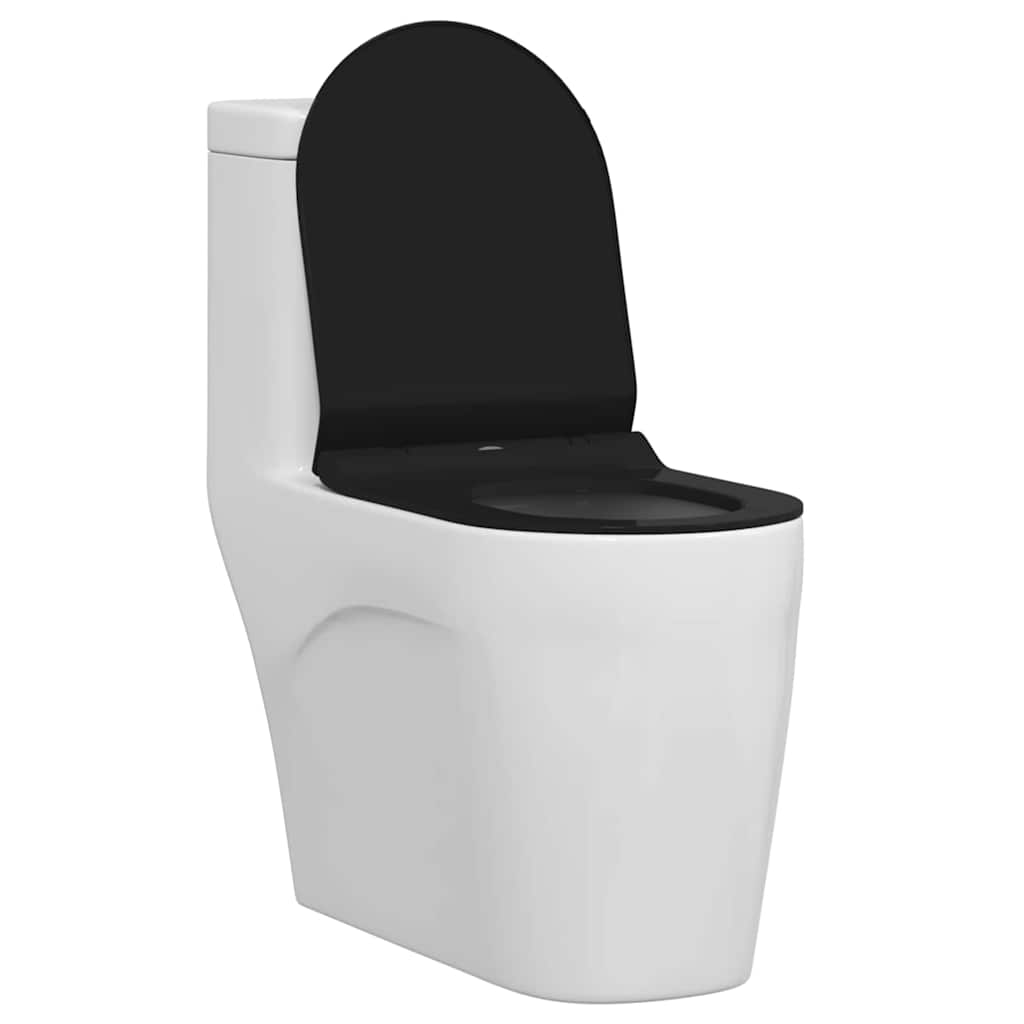 Sedile del WC Regolabile Nero 50 x 36,5 x 5 cm Polipropilene | homemem39