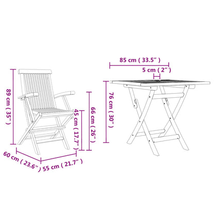 Set da Pranzo per Giardino 3 pcs Marrone