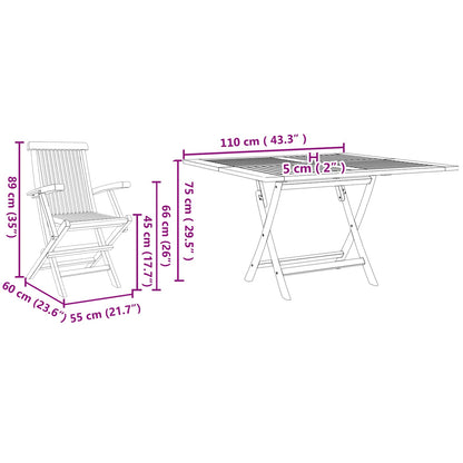 Set da Pranzo per Giardino Marrone Legno Teak Massello | homemem39