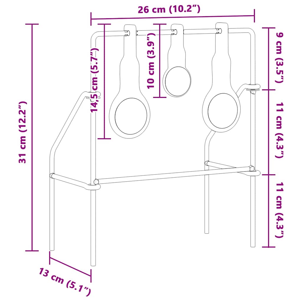 Bersaglio che si ripristina Nero 26 x 13 x 31 cm Acciaio | homemem39