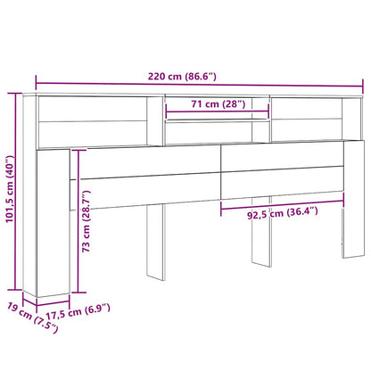 Testata del letto con testiera Rovere Nero 220 x 19 x 101,5 cm