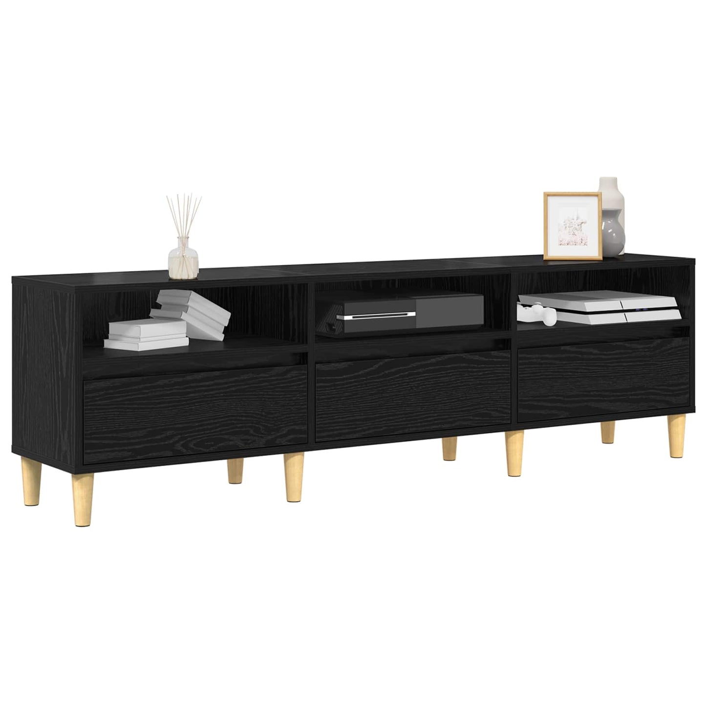 Mobile TV Rovere Nero 150 x 30 x 45 cm Legno multistrato