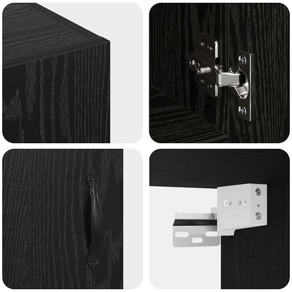 Mobiletto a muro Rovere Nero 60 x 31 x 60 cm Legno multistrato | homemem39