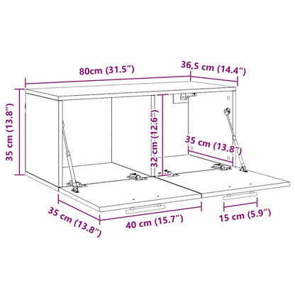 Armadietto a muro rovere artigianale 80 x 36.5 x 35 cm