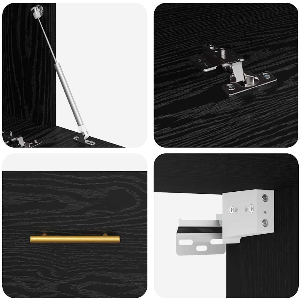 Armadietto a muro Rovere nero 80 x 36.5 x 35 cm