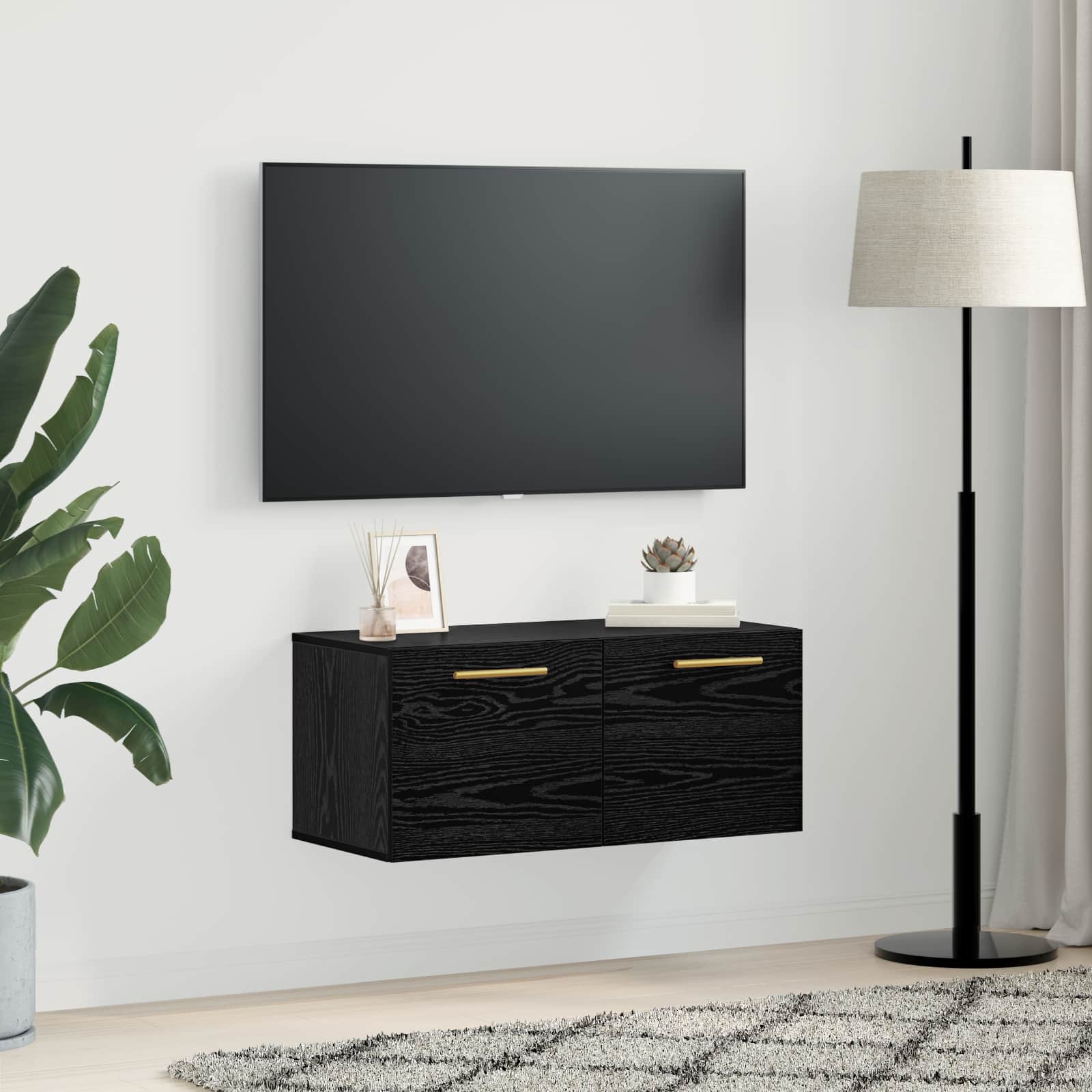 Armadietto a muro Rovere nero 80 x 36.5 x 35 cm | homemem39