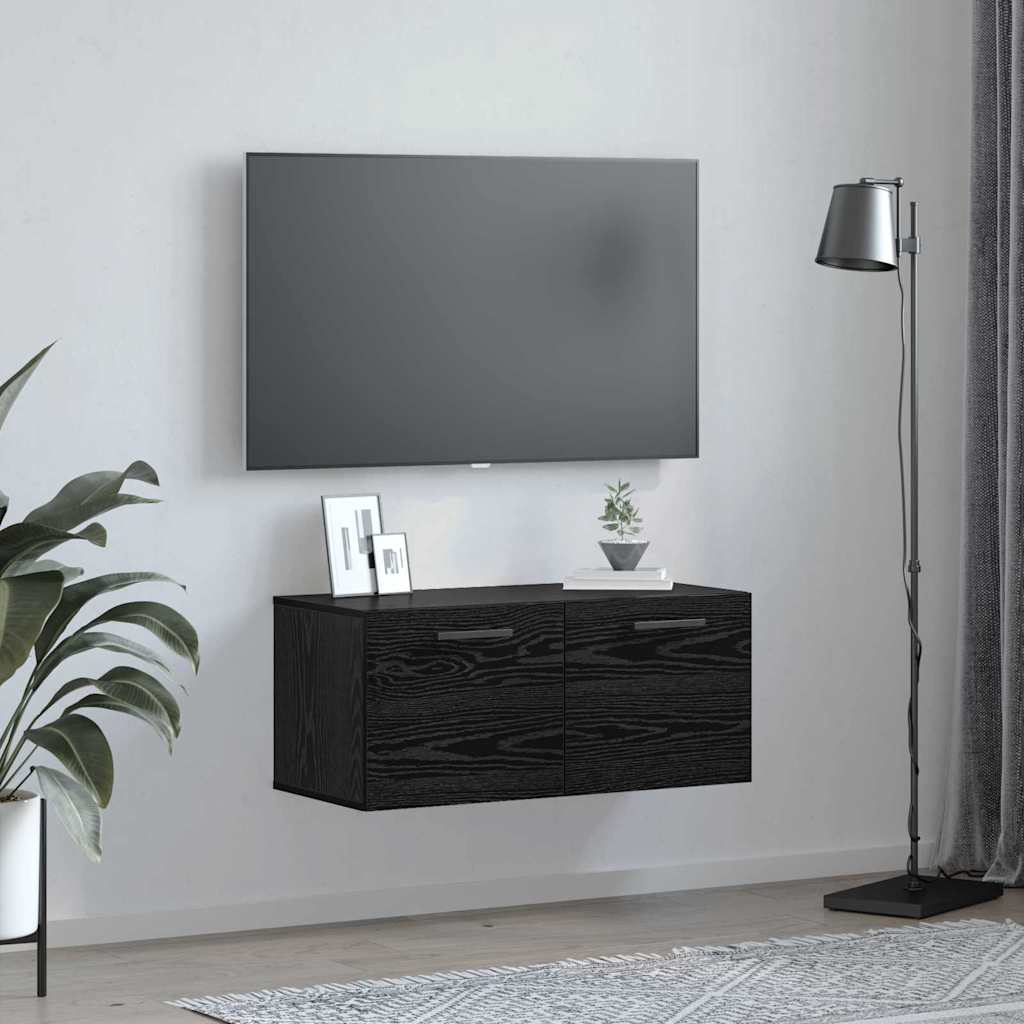 Armadietto a muro Rovere nero 80 x 36.5 x 35 cm | homemem39