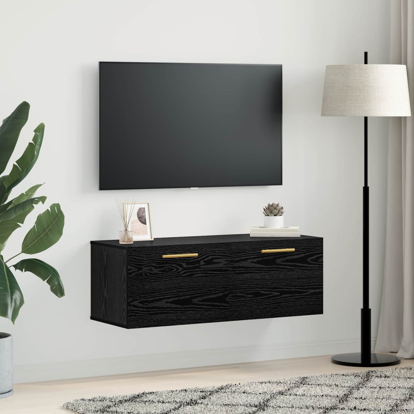 Armadietto a muro Rovere nero 100 x 36.5 x 35 cm | homemem39