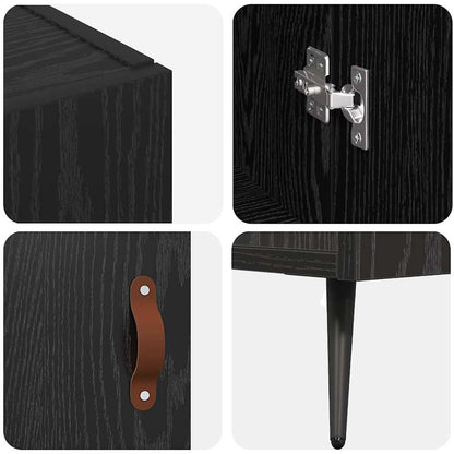 Credenza Rovere Nero 89,5 x 34 x 80 cm Legno multistrato