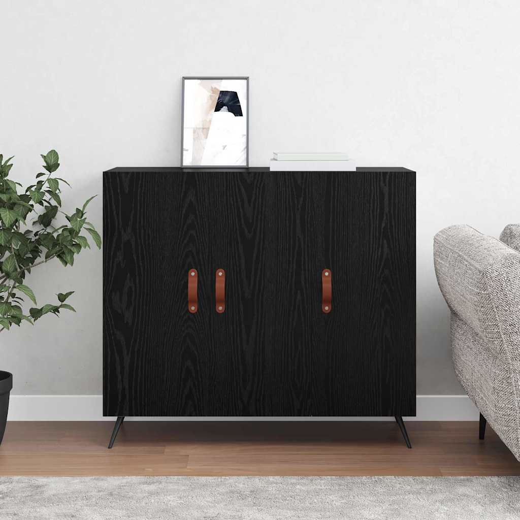 Credenza Rovere Nero 89,5 x 34 x 80 cm Legno multistrato