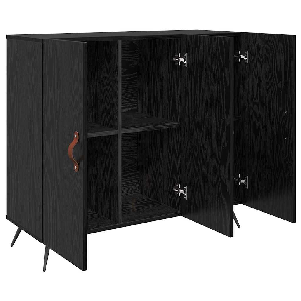 Credenza Rovere Nero 89,5 x 34 x 80 cm Legno multistrato