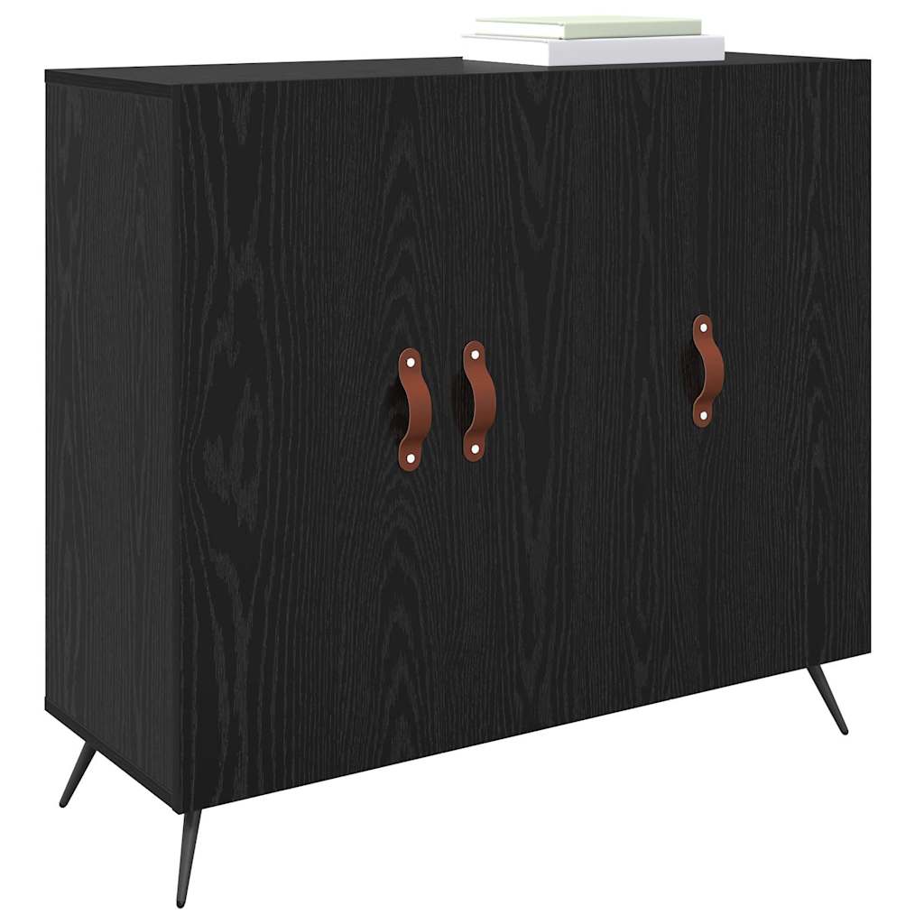 Credenza Rovere Nero 89,5 x 34 x 80 cm Legno multistrato