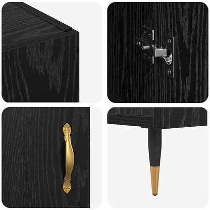 Credenza Rovere Nero 90 x 34 x 80 cm Legno multistrato