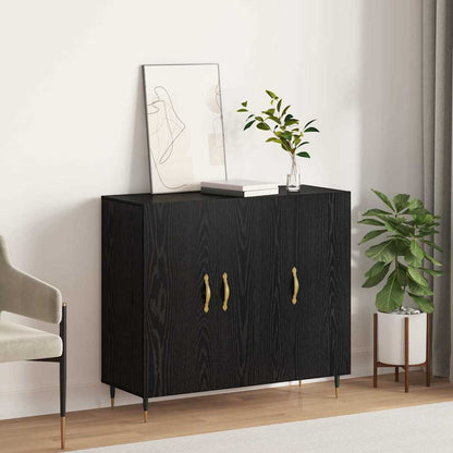 Credenza Rovere Nero 90 x 34 x 80 cm Legno multistrato