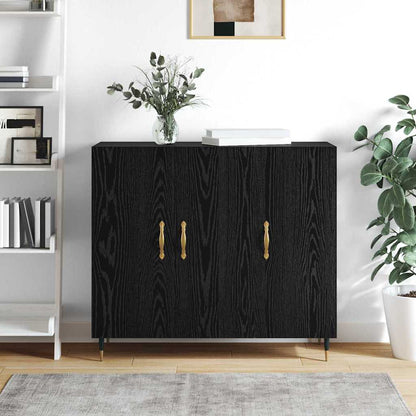 Credenza Rovere Nero 90 x 34 x 80 cm Legno multistrato