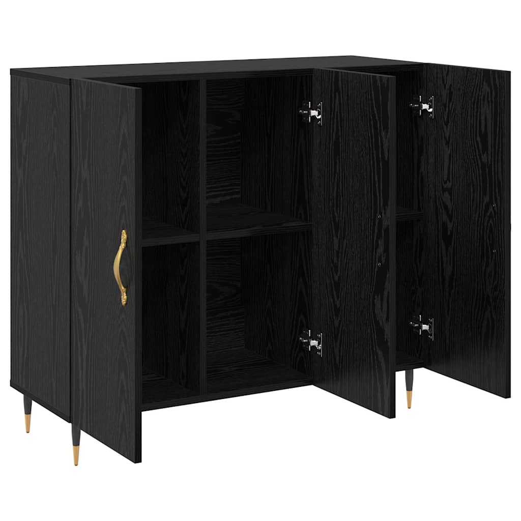 Credenza Rovere Nero 90 x 34 x 80 cm Legno multistrato