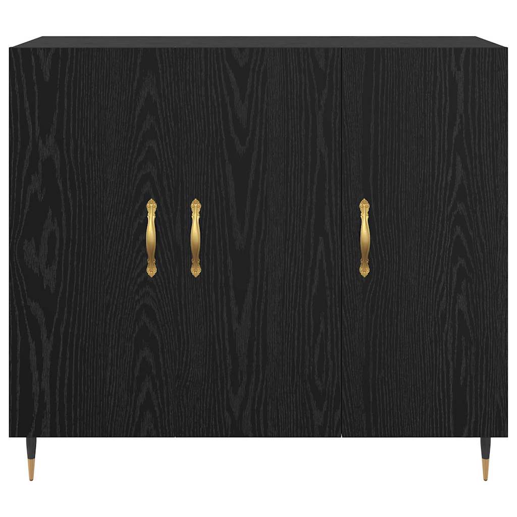 Credenza Rovere Nero 90 x 34 x 80 cm Legno multistrato