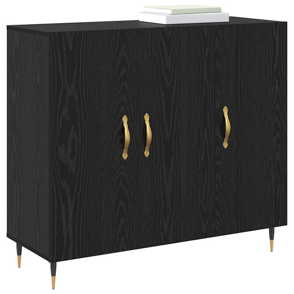 Credenza Rovere Nero 90 x 34 x 80 cm Legno multistrato