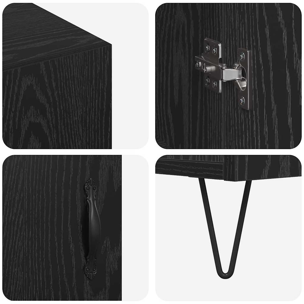 Credenza Rovere Nero 90 x 32,5 x 80 cm Legno multistrato