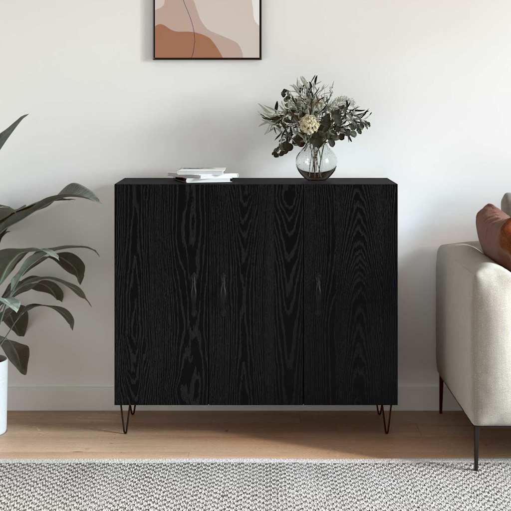 Credenza Rovere Nero 90 x 32,5 x 80 cm Legno multistrato