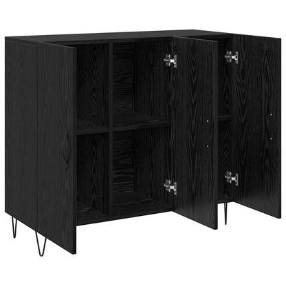 Credenza Rovere Nero 90 x 32,5 x 80 cm Legno multistrato