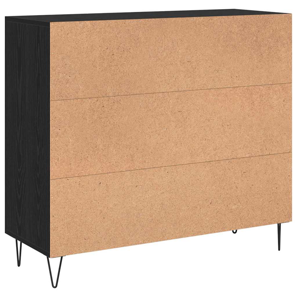 Credenza Rovere Nero 90 x 32,5 x 80 cm Legno multistrato