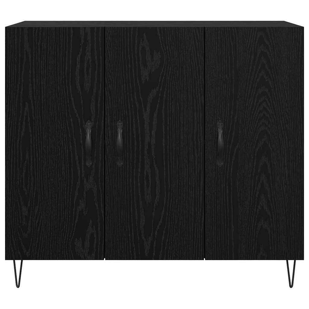 Credenza Rovere Nero 90 x 32,5 x 80 cm Legno multistrato