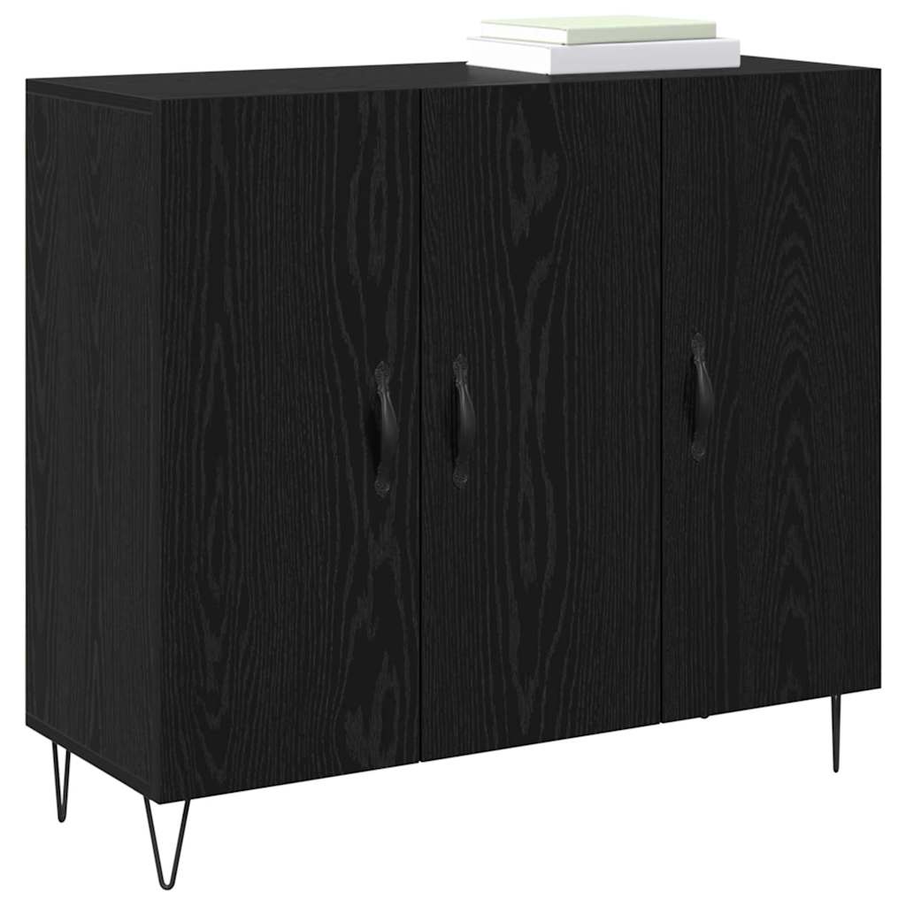 Credenza Rovere Nero 90 x 32,5 x 80 cm Legno multistrato