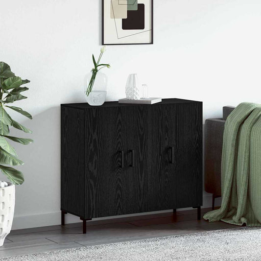 Credenza Rovere Nero 90 x 34 x 80 cm Legno multistrato